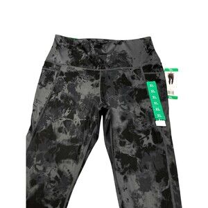 Danskin Women's Ultra High Rise Leggings Soft Brushed Pockets Tie Die Gray XL